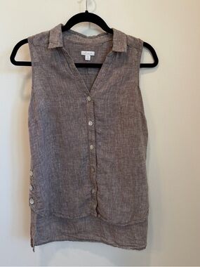 J Jill Love Linen Tank Brown Heathered Mother Pearl Coastal S Petite Tunic